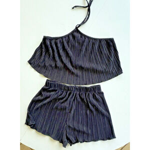 Emory Park Black Crop Top and Short Set - Medium NWT